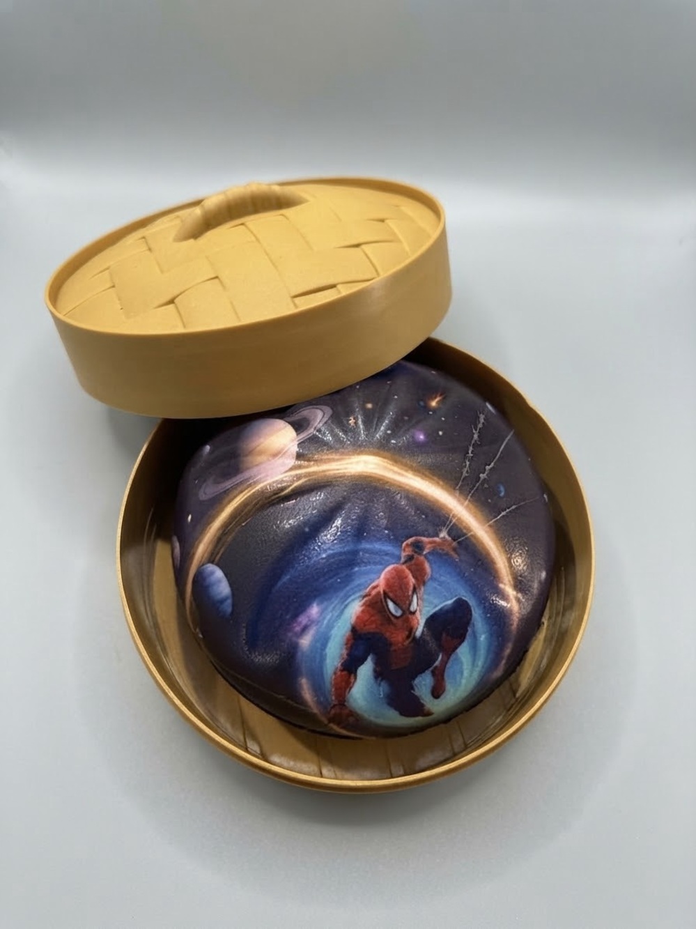 Spider-Man Galaxy Foam Dumpling Squishy with Gold Case | Superhero Squeeze Toy